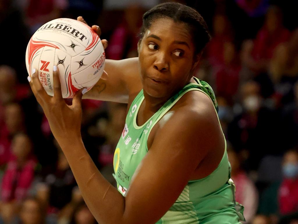Fever, led by dominant goal shooter Jhaniele Fowler, and the resurgent Vixens top Super Netball’s ladder at the season’s midway point. Picture: Kelly Barnes/Getty Images