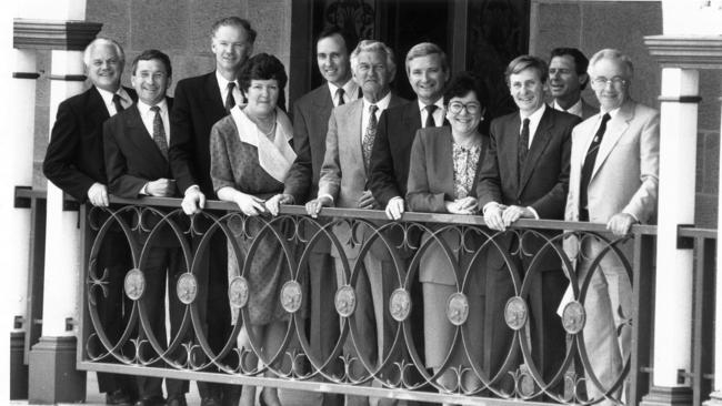 Ms Kirner with Mr Hawke and the other premiers at a conference in 1990. Picture: Supplied