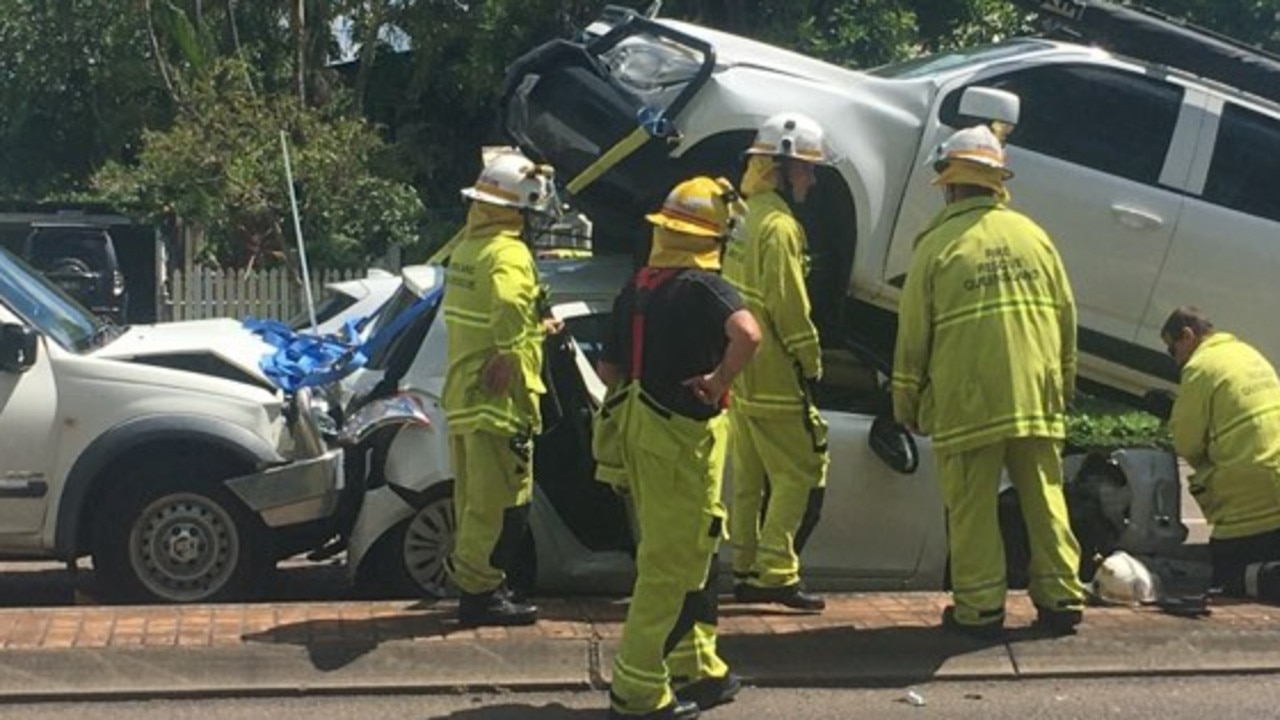 Three vehicle crash at intersection of Percy and Crauford streets West ...