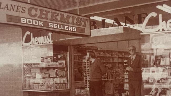 Ross Lane and Colin Lane outside their store in 1981.