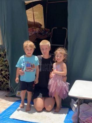 Maddy and her two kids have been forced in a campervan while they find something permanent. Picture: Supplied