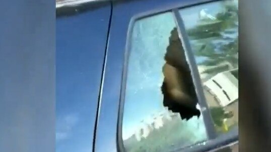 Footage of damaged cars in Wentworthville. Police allege a woman smashed more than 40 vehicles on May 20. Picture: 9 News