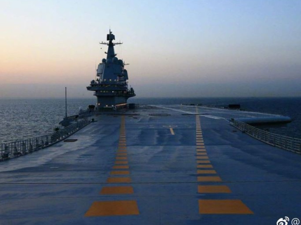 China’s home-built 001A aircraft carrier on a recent test voyage. Picture: PLAN