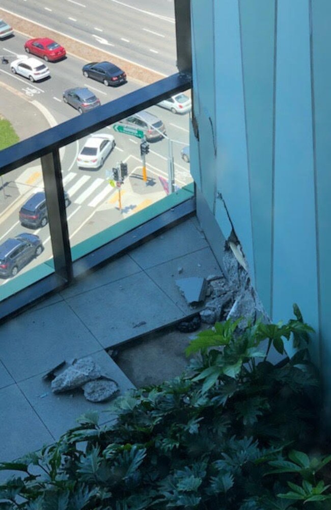 Opal Tower resident Bill Badie, who lives on level 11, took a photo of cracking in the building.