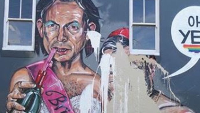 Street artist Scottie Marsh's defaced mural. Picture: Instagram