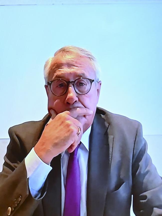 Wayne Swan, CBUS Super Chair appears via video conference at the Economics References Committee public hearing at Parliament House in Canberra. Picture: NewsWire / Martin Ollman