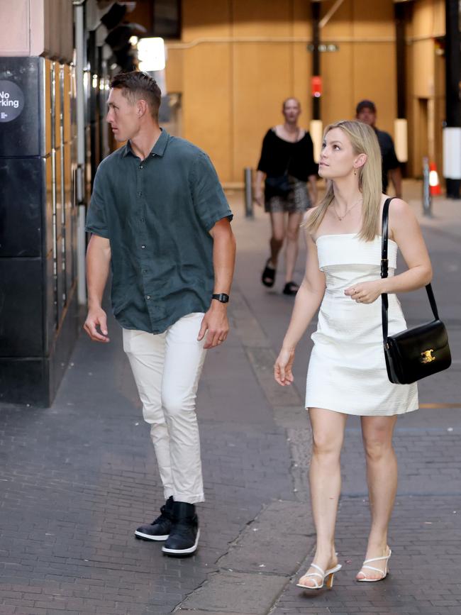 Marnus Labuschagne arrives with his partner. Picture: Damian Shaw