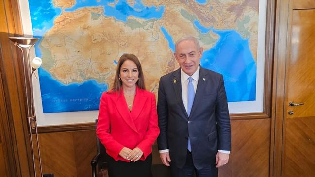 Sky News reporter Sharri Markson with Israeli Prime Minister Benjamin Netanyahu in late 2024. Picture: Supplied