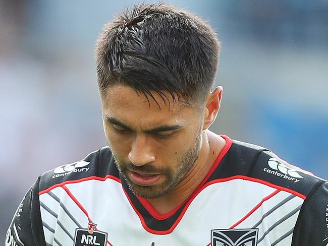 GOLD COAST, AUSTRALIA - JULY 29:  Shaun Johnson of the Warriors looks on during the round 20 NRL match between the Gold Coast Titans and the New Zealand Warriors at Cbus Super Stadium on July 29, 2018 in Gold Coast, Australia.  (Photo by Chris Hyde/Getty Images)