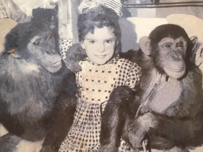 Garry O’Neill remembers old shows like this one, in which his sister Karyn posed with chimpanzees.