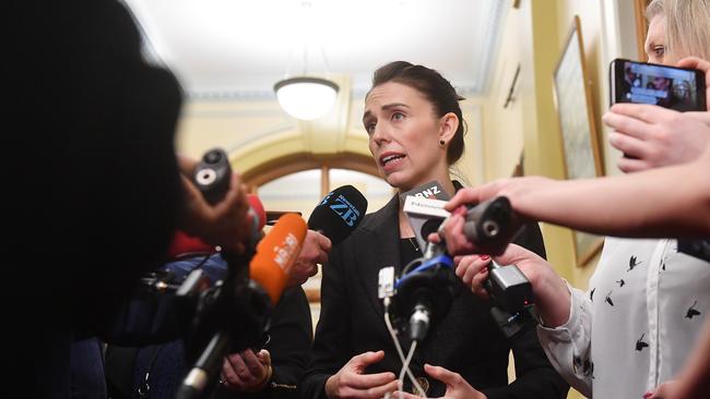 WELLINGTON, NEW ZEALAND - MARCH 19: Prime Minister Jacinda Ardern speaks to media at Parliament as New Zealand considers gun law reforms on March 19, 2019 in Wellington, New Zealand. 50 people were killed, and dozens are still injured in hospital after a gunman opened fire on two Christchurch mosques on Friday, 15 March.  The accused attacker, 28-year-old Australian, Brenton Tarrant, has been charged with murder and remanded in custody until April 5. The attack is the worst mass shooting in New Zealand's history. (Photo by Mark Tantrum/Getty Images)