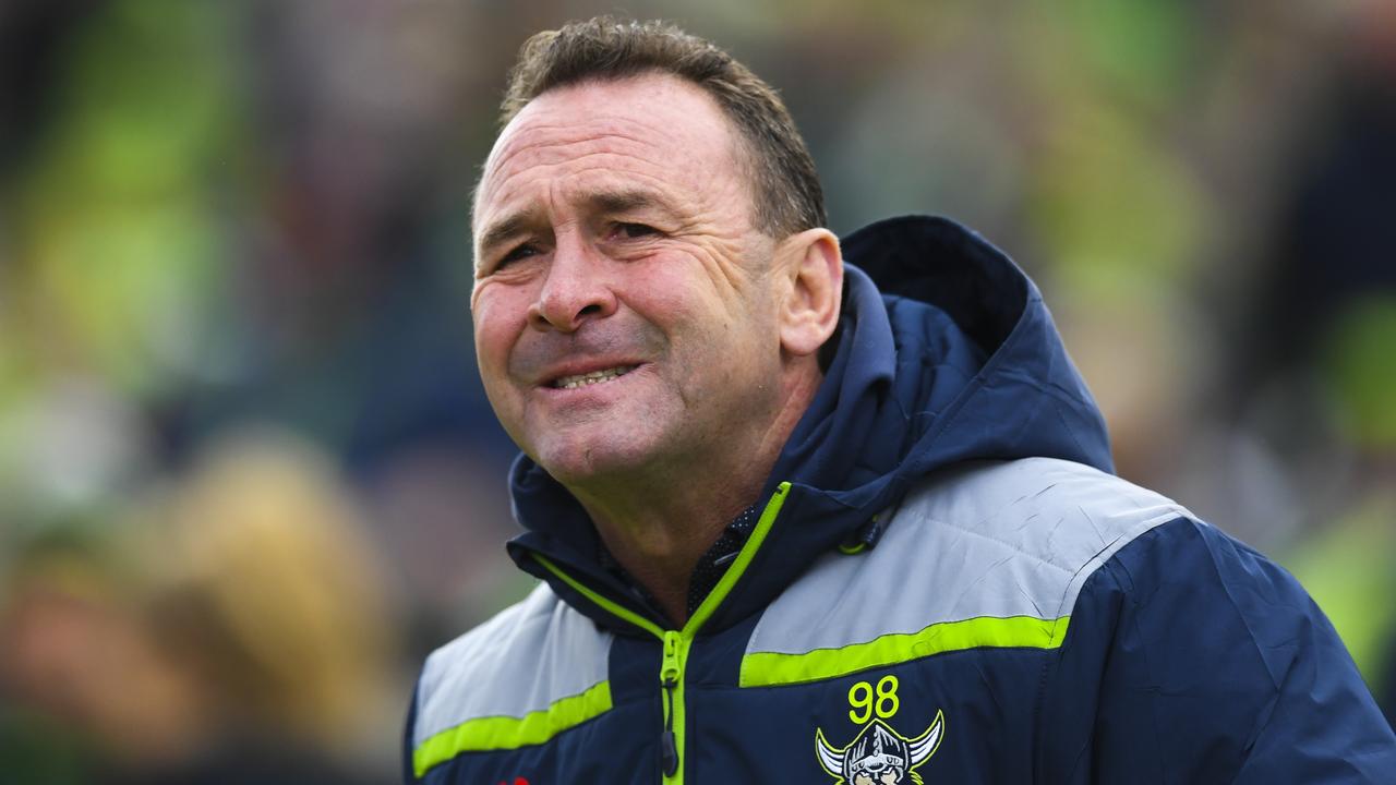 Raiders coach Ricky Stuart will have a number of forwards unavailable for Round 1. (AAP Image/Lukas Coch)