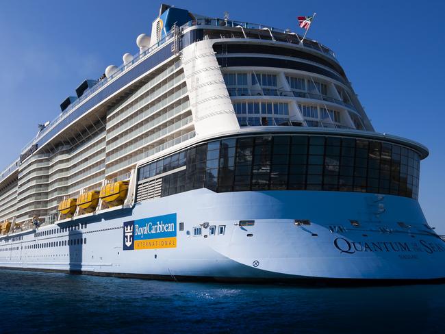 Nassau, The Bahamas - February 16, 2015: Quantum of the Seas, Royal Caribbean cruise lines newest ship docked in port of Nassau