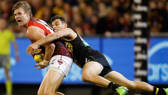 Bombers defender Michael Hurley needs some respite. Picture: Getty Images