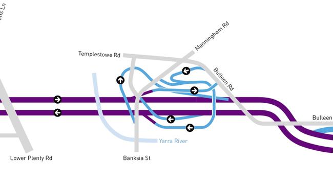 A “spaghetti junction”, or a maze of road tunnels, will be built underground. Picture: North East Link Authority