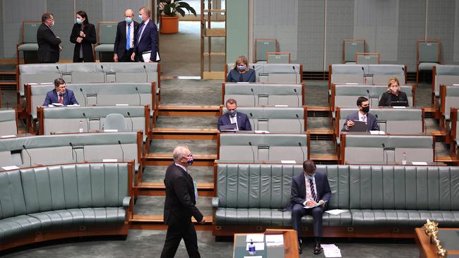 Morrison in on the floor of Parliament. Picture: NCA NewsWire / Gary Ramage