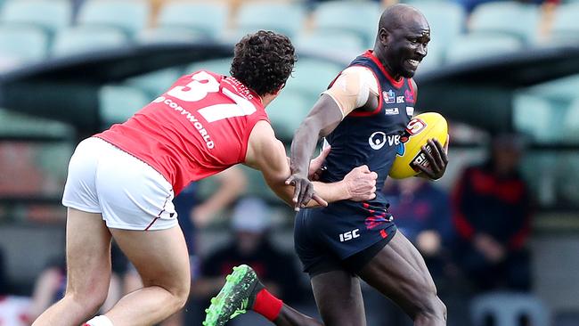 Emmanuel Irra representing Norwood against North Adelaide. Picture: Sarah Reed