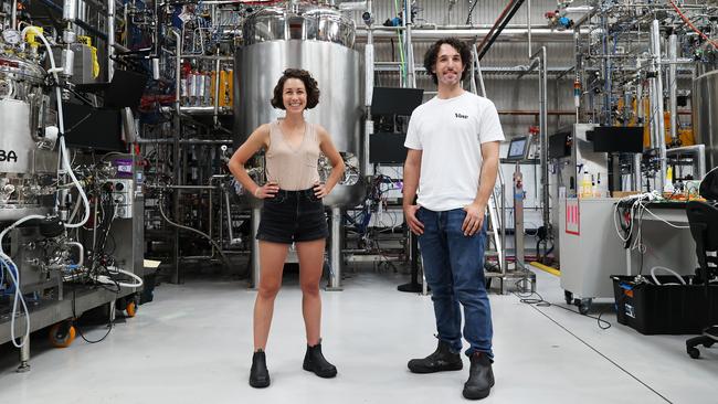 Vow COO Ellen Dinsmoor with CEO and founder George Peppou at their Sydney factory. Picture: John Feder