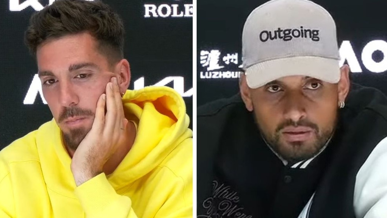 A disappointed Thanasi Kokkinakis explains why they had to retire. Picture: Australian Open YouTube