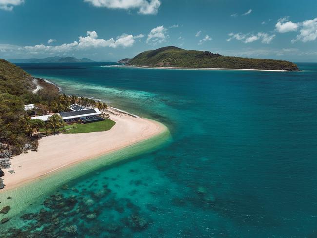 Pelorus Private Island in North Queensland offers wealthy travellers a secluded and indulgent hideaway among the World Heritage-listed Great Barrier Reef. Embraced by pristine waters, fringing reef and lush vegetation, Pelorus Private Island boasts a naturally isolated sprawling residence featuring five luxurious suites, making it the only luxury private island residence in the region. Picture: Morris Group