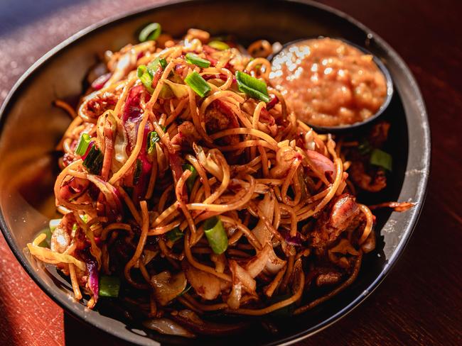 Annapurna Base Camp ko Chowmein, which is a generous serve of tasty noodles tossed with vegetables, packed with flavour. Picture: Linda Higginson