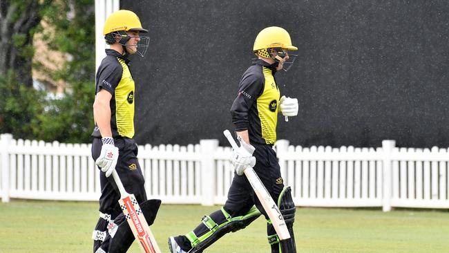 Wests batsman Isaiah Snell and Sam Trulof. Picture, John Gass