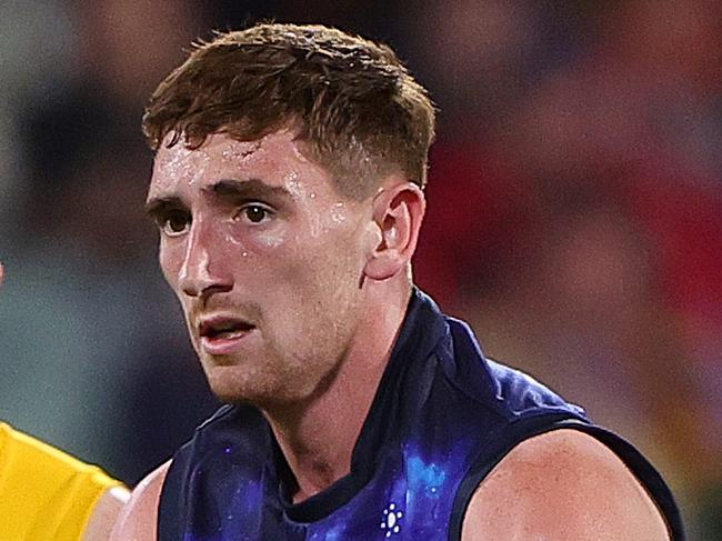 ADELAIDE, AUSTRALIA - MAY 26: Mark Keane of the Crows during the 2024 AFL Round 11 match between Kuwarna (Adelaide Crows) and Waalitj Marawar (West Coast Eagles) at Adelaide Oval on May 26, 2024 in Adelaide, Australia. (Photo by Sarah Reed/AFL Photos via Getty Images)