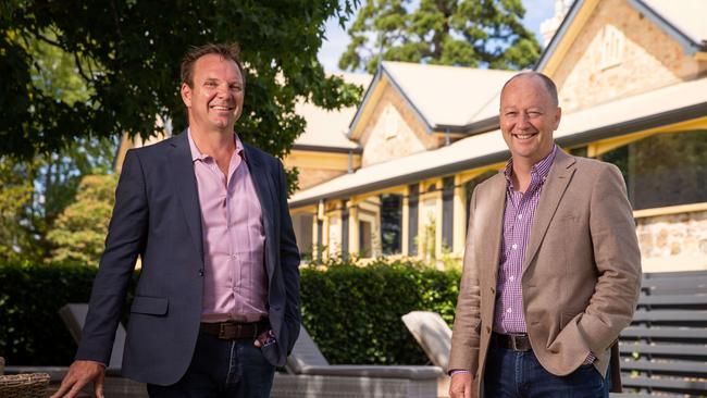 David Horbelt (left) and Malcolm Bean at their Sequoia Lodge at Mount Lofty House.