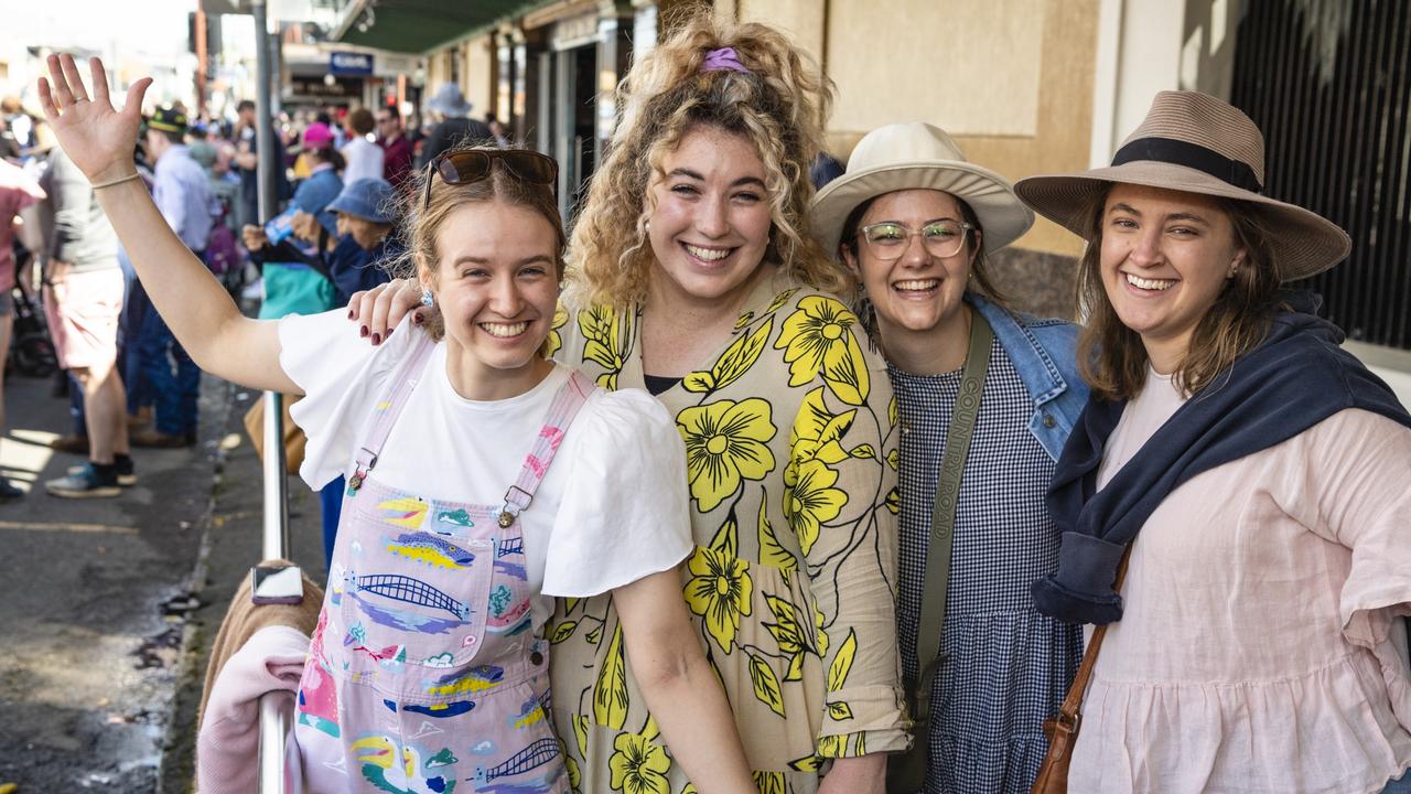 Ready for the parade are (from left) Lillian Carland, Imogen Johnson, Jade Harper and Phebe Slager at the Grand Central Floral Parade of Carnival of Flowers 2022, Saturday, September 17, 2022. Picture: Kevin Farmer