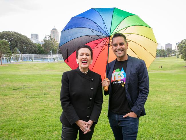 Lord Mayor Clover Moore and Sydney MP Alex Greenwich at Prince Alfred Park.