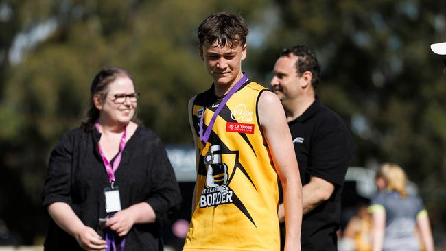 Jesse Carey was North East Border’s best player. Picture: Luke Hemer/AFL Victoria