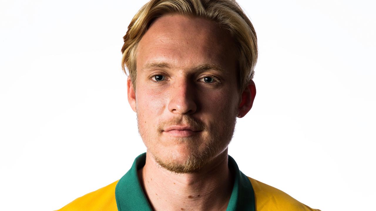 SYDNEY, AUSTRALIA - MAY 20: Ben Halloran poses during an Australian Socceroos portrait session at Crowne Plaza Terrigal on May 20, 2014 in Sydney, Australia. (Photo by Matt King/Getty Images)