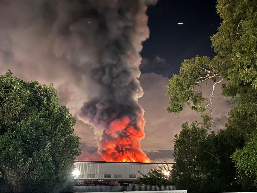 The industrial fire at Brendale. Picture: QFES