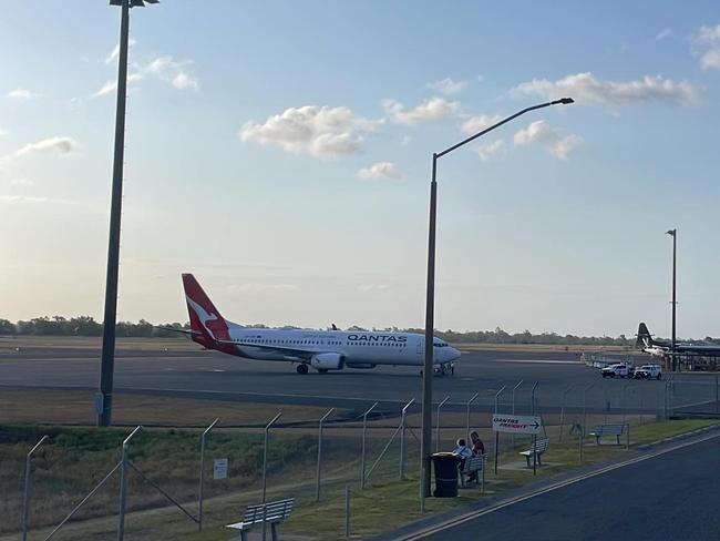 A Qantas plane at Rockhampton Airport on October 2, 2024.