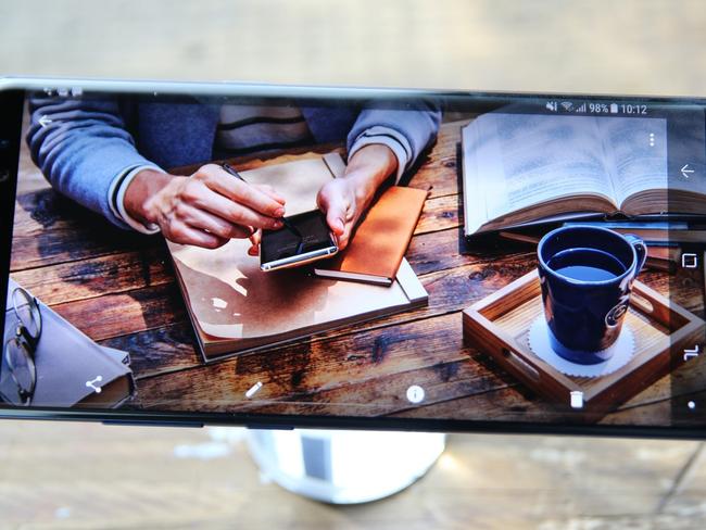 Demand for OLED display tech has increased with the popularity of Samsung phones. A Samsung Galaxy 8. Picture: Zuma press