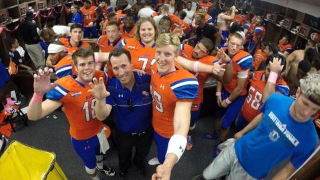 Edwards with his BearKats teammates during his college days. Picture: Twitter