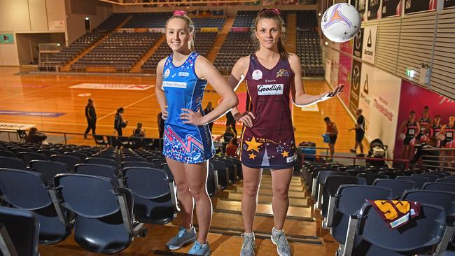 Contax mid-courter Tayla Williams and Matrics goalie Emily van den Munckhof will play off in the 2019 Premier League netball grand final. Picture: Tom Huntley