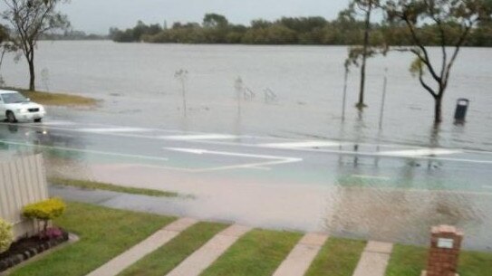 Flash flooding on Bradman Avenue at Maroochydore as heavy rains and high tides continue on the Sunshine Coast. Picture: Leanne Davies