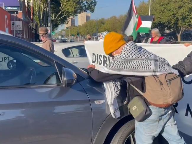 Hoddle St M3 exit blocked by pro-Palestinian protesters. Picture: X/Gillian Lantouris