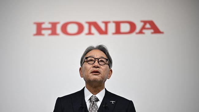 Toshihiro Mibe, President and Representative Executive Officer of Honda, attends a joint press conference. Photo: Philip FONG / AFP