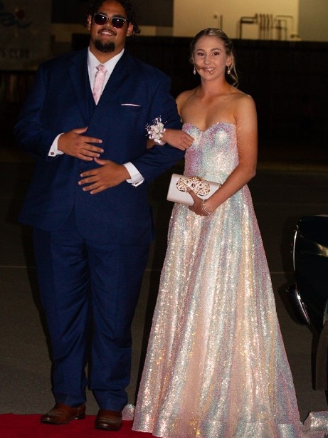 Rhys Parsons and Tiarna Law at the 2023 Bundaberg State High School Formal.