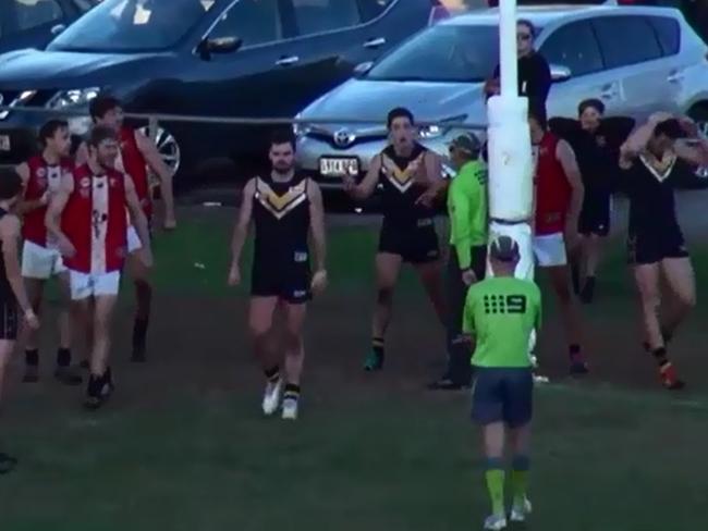 Reaction after Brighton's missed goal after the siren against Goodwood Saints.