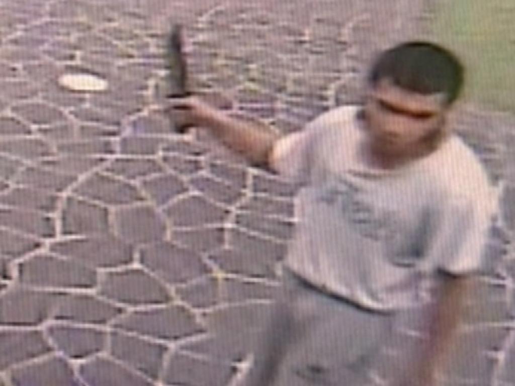 CCTV footage of Ihsas Khan brandishing a knife during the attack. Picture: Nine