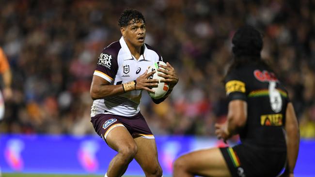 The Broncos backline was left in disarray after the loss of Walsh, with Selwyn Cobbo moving to fullback and Brendan Piakura moving to centre. Picture: NRL Imagery