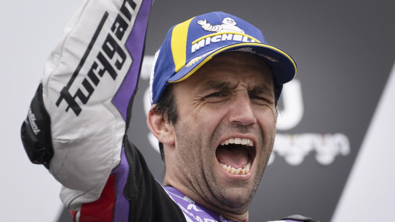 Johann Zarco of France and Pramac Racing celebrates the victory. (Photo by Mirco Lazzari gp/Getty Images)