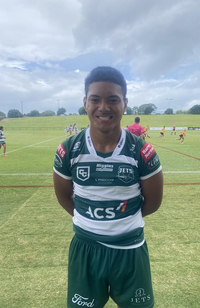 Ipswich Jets rising Cyril Connell Cup forward Tomasi Vaitai was all smiles are the win.