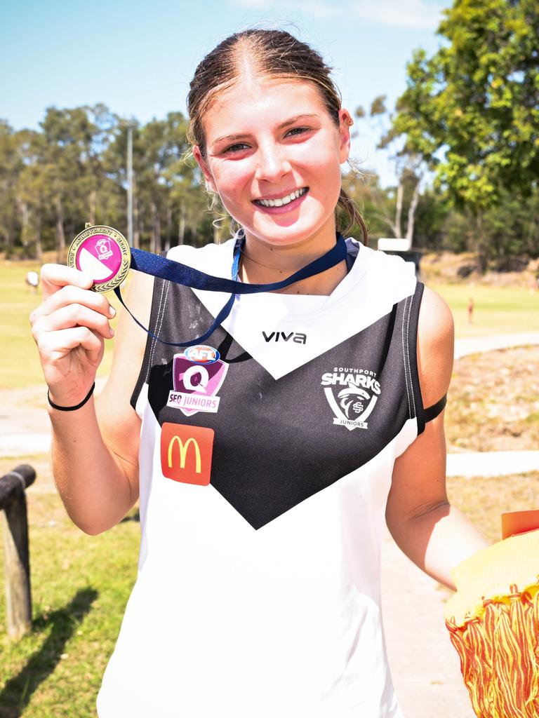 Mikayla Nurse of Southport Sharks won the best on ground for the Under 15 Girls Div 1 grand final for SEQJ Gold Coast Northern Rivers: Picture: Supplied