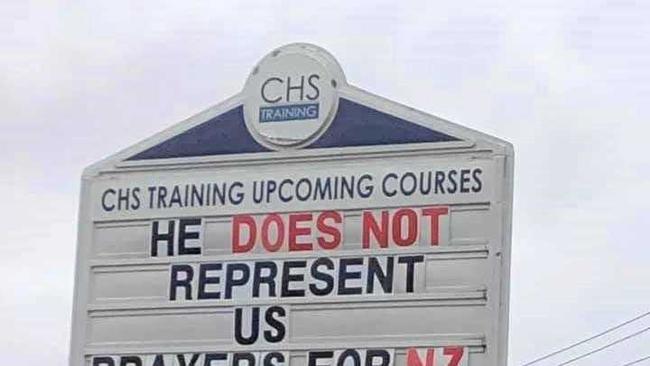 The CHS Training sign in Bent St, South Grafton echoed the sentiments widely felt across the Clarence Valley in relation to the Christchurch gunmen who grew up in Grafton.