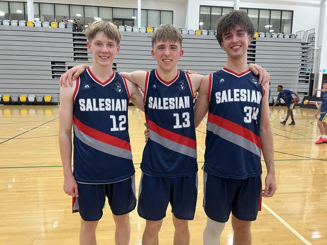 Salesian College basketball's (L-R): Oliver Mann, Ben Fardell and Charlie Cochrane