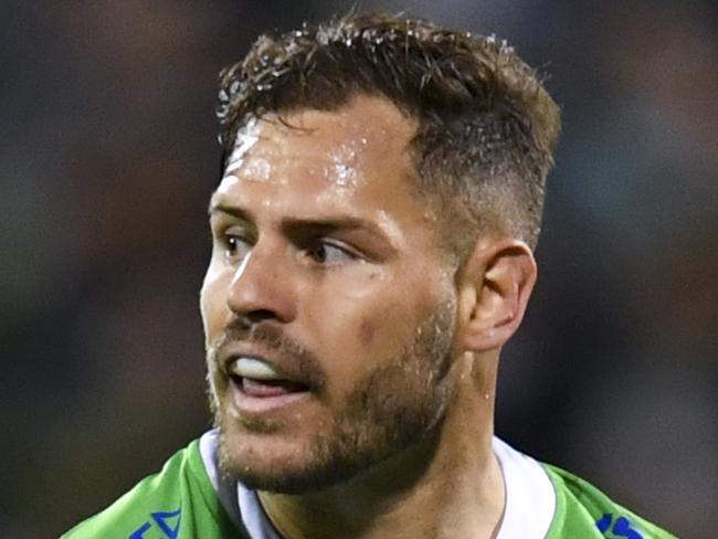 Aides Sezer of the Raiders in action during the NRL Preliminary Final match between the Canberra Raiders and South Sydney Rabbitohs at GIO Stadium in Canberra, Friday, September 27, 2019. (AAP Image/Lukas Coch) NO ARCHIVING, EDITORIAL USE ONLY